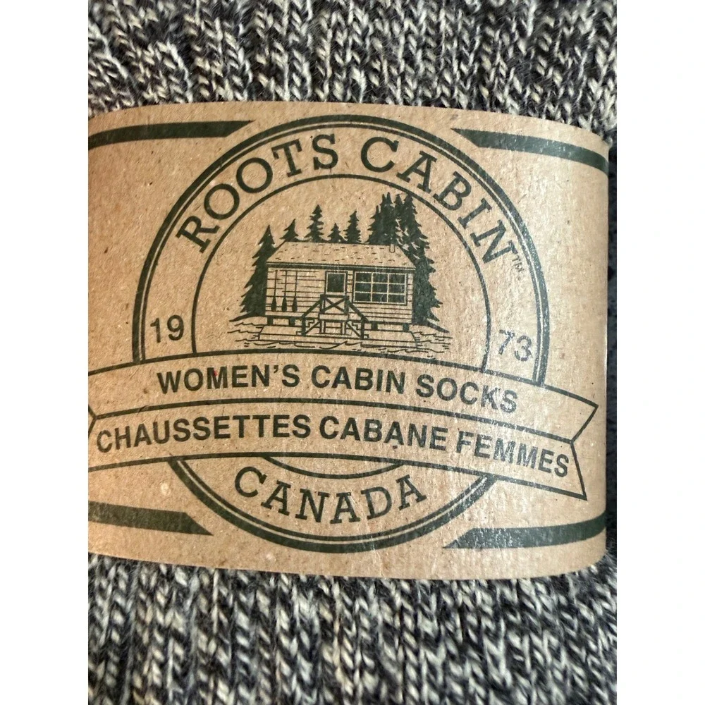 Roots Cabin Womens Socks Grey White Marl Red Stripe Wool Blend Crew 3474